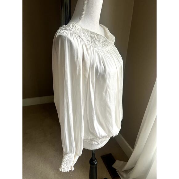 White House Black Market ivory boho peasant top size L - Picture 5 of 5